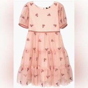 Zunie Pink Floral Embroidered Tied Tulle Dress size 4T